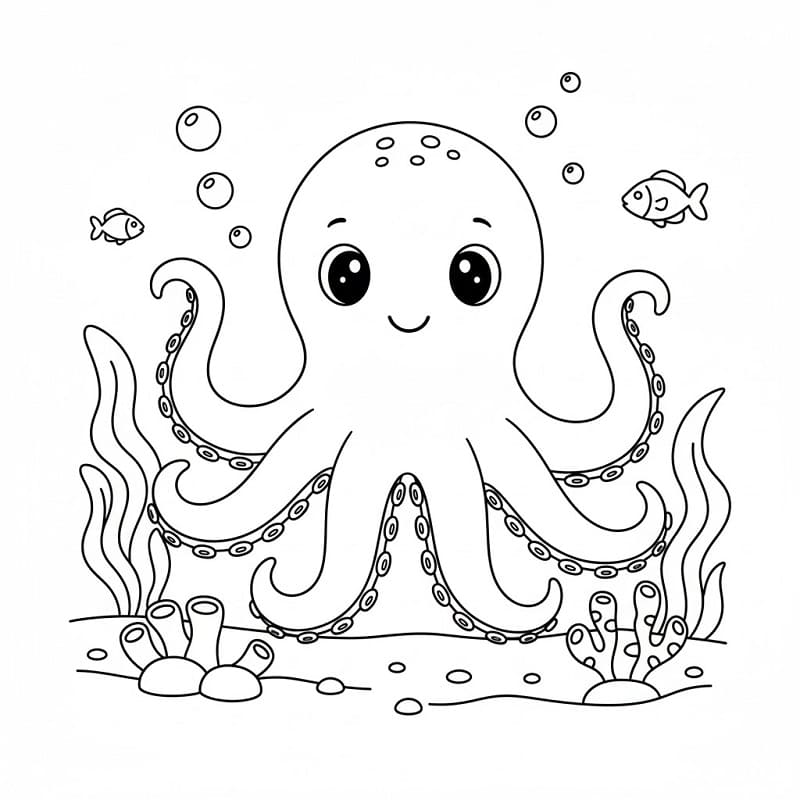 Oceánská Chobotnice omalovánka