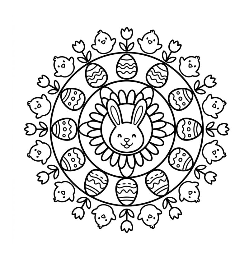 Pěkná velikonoční mandala omalovánka