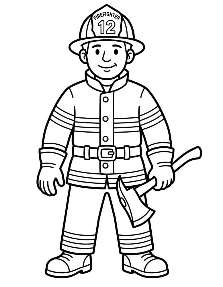 Pěkný Hasič omalovánka