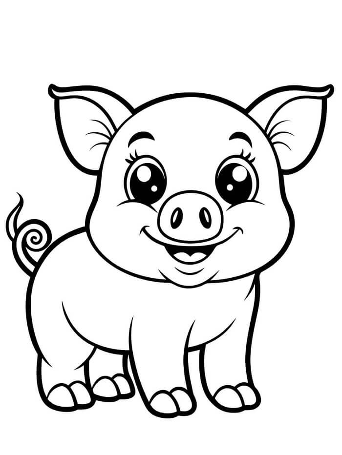 Prasátko pro 3leté Děti omalovánka