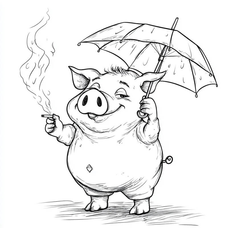 Prasátko pro 5leté Děti omalovánka