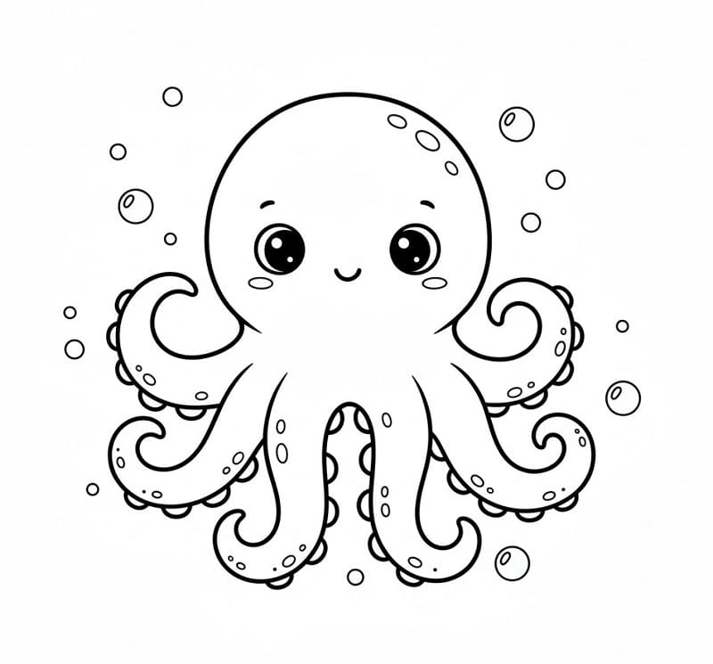 Přátelská Chobotnice omalovánka