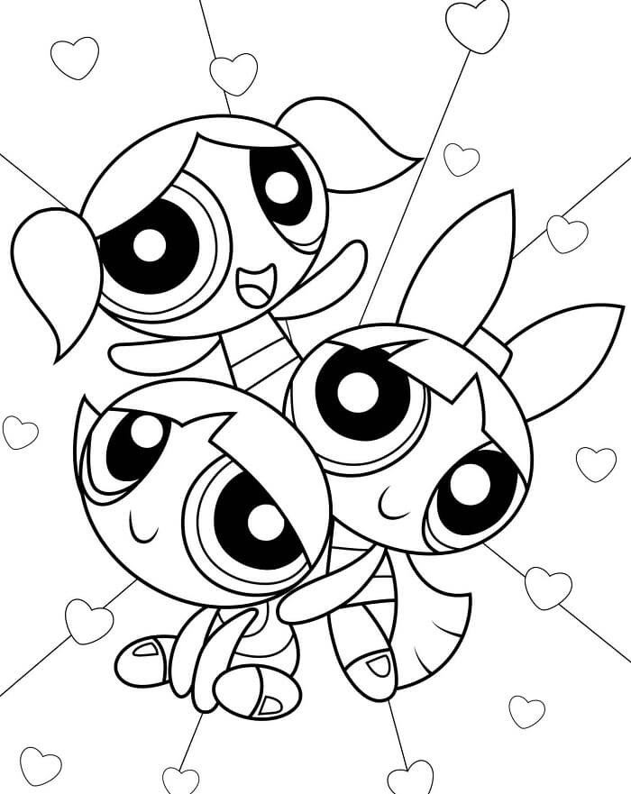 Rozkošné Powerpuff Girls omalovánka