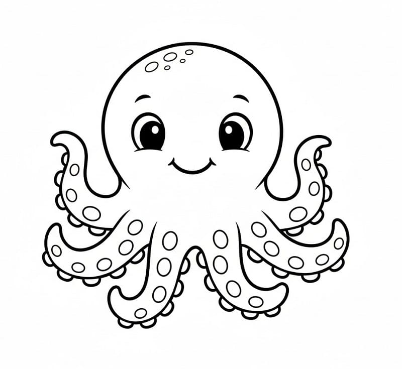 Roztomilá Chobotnice omalovánka