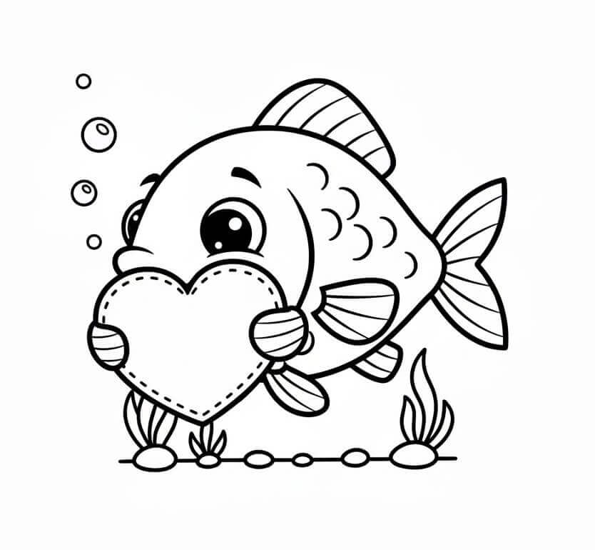 Rybička se Srdíčkem omalovánka