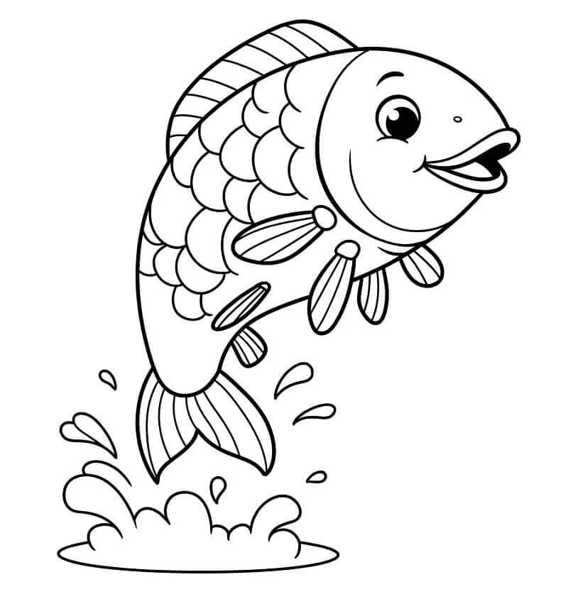 Skákající Ryba omalovánka