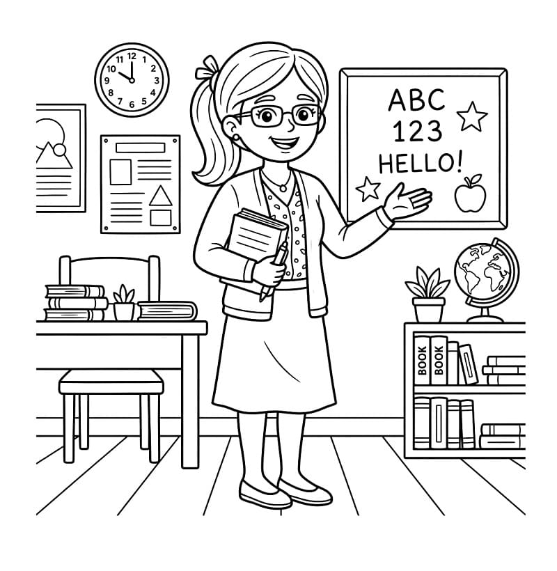 Snadná učitelka omalovánka