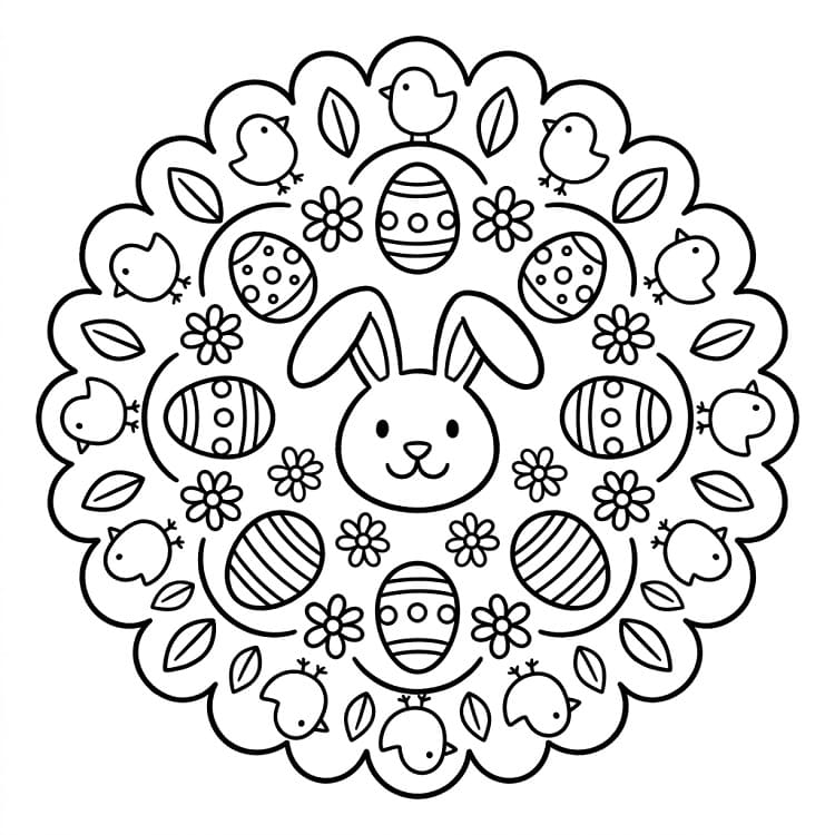Snadná velikonoční mandala omalovánka