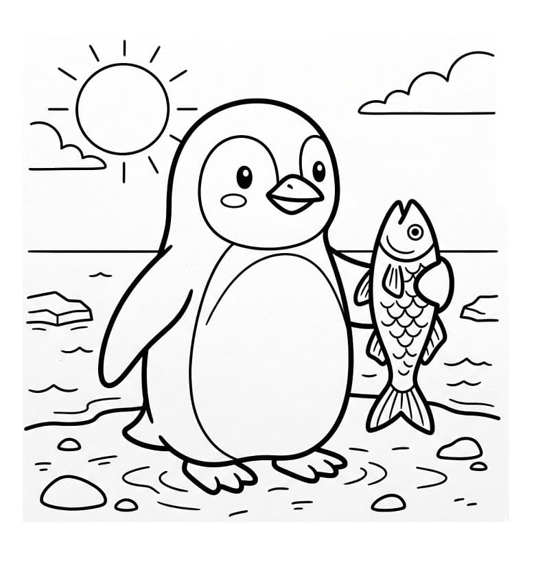 Snadný Tučňák omalovánka