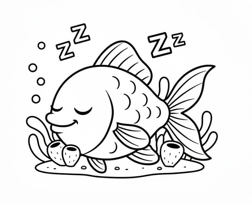 Spící Rybička omalovánka