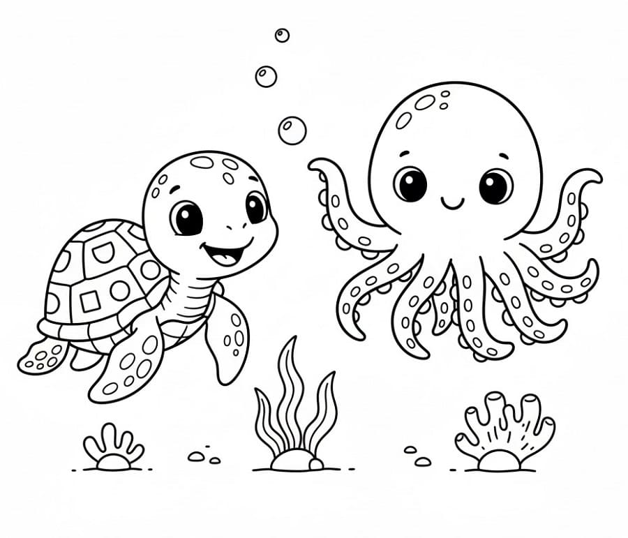 Šťastná Chobotnice omalovánka