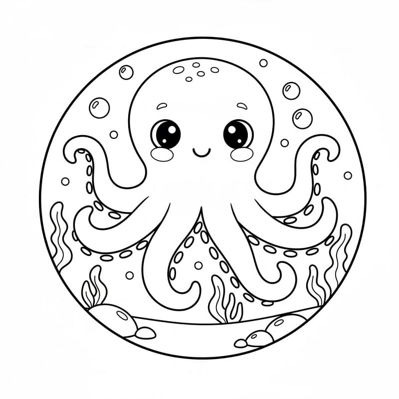 Tisknutelná Chobotnice omalovánka