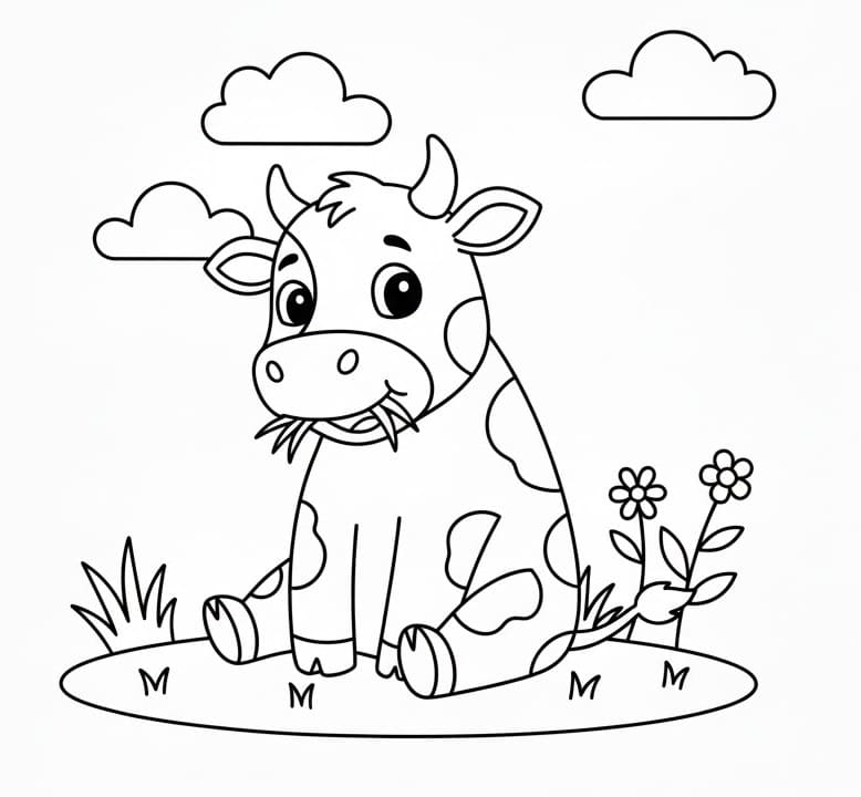 Tisknutelná Kráva omalovánka