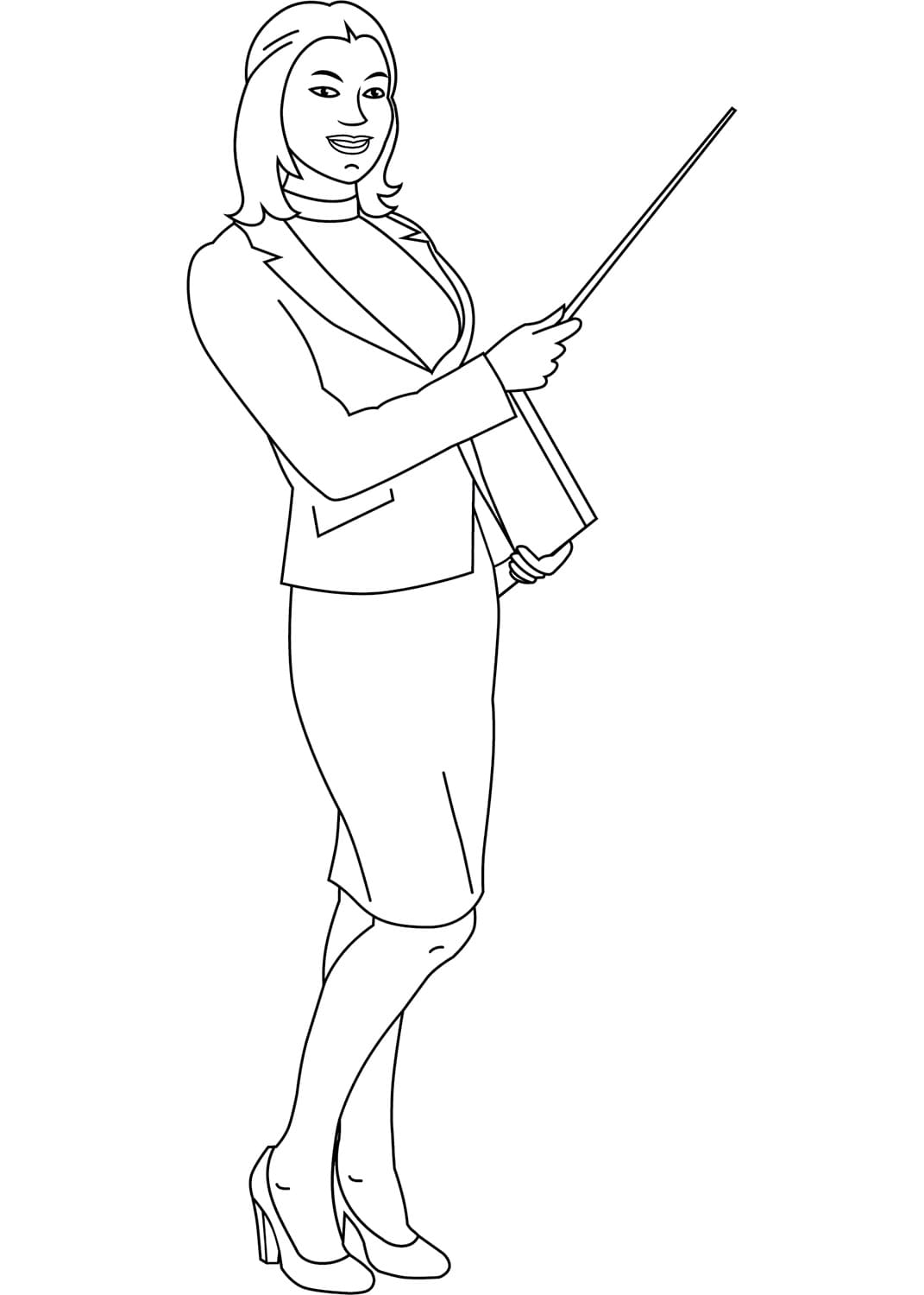 Tisknutelná učitelka pro děti omalovánka