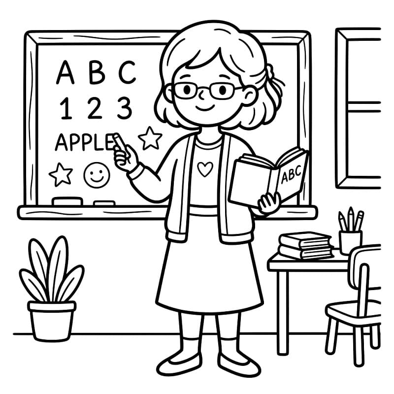 Tisknutelná učitelka omalovánka