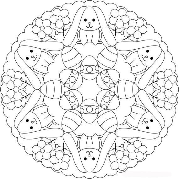 Tisknutelná zdarma velikonoční mandala omalovánka