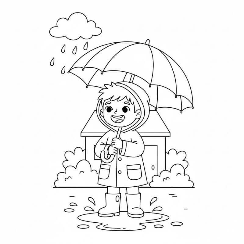 Tisknutelný Deštník pro děti omalovánka