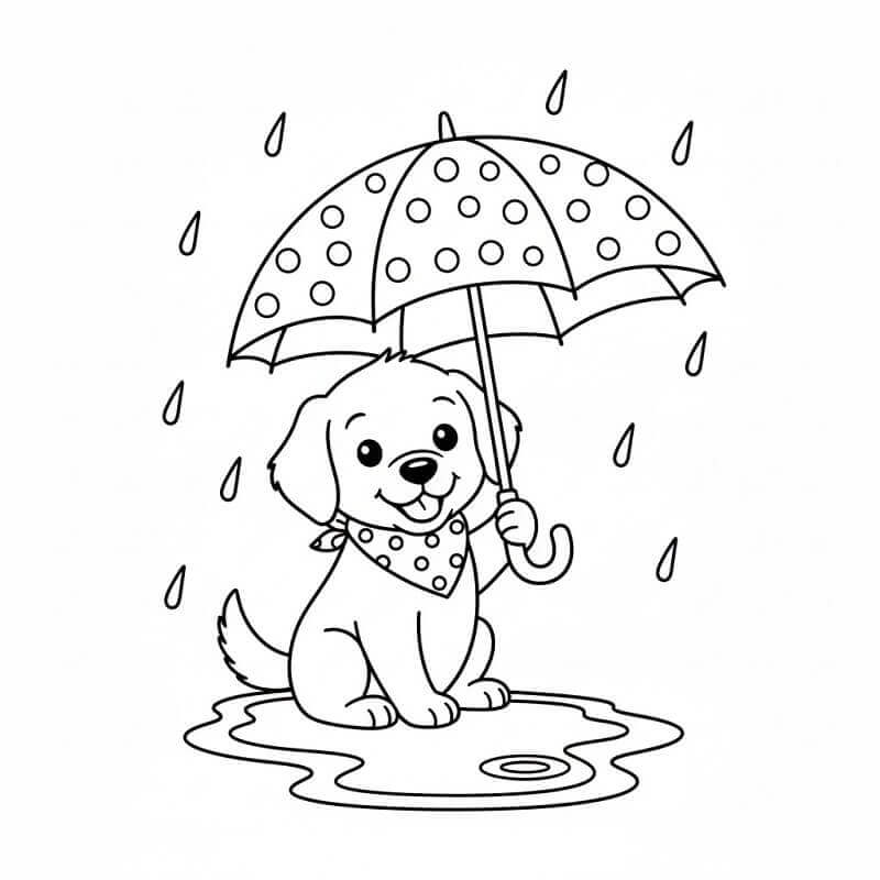 Tisknutelný Deštník zdarma omalovánka