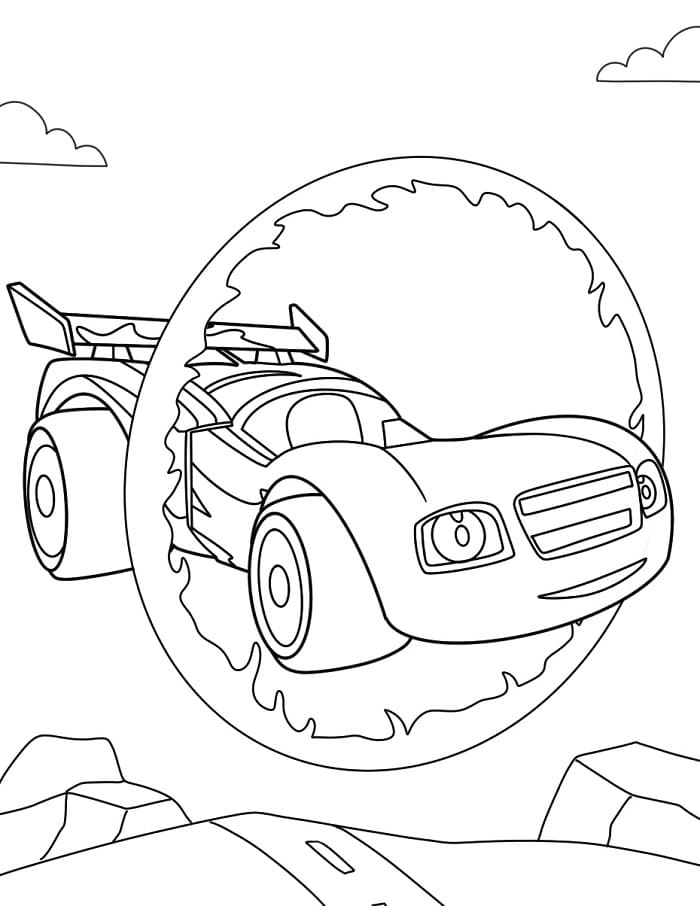 Tisknutelný Plamínek a čtyřkoláci omalovánka