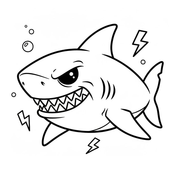 Tisknutelný Žralok zdarma omalovánka