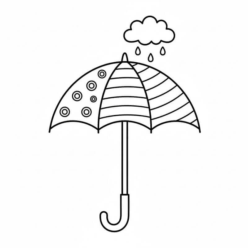 Tisknutelný obrázek Deštníku omalovánka