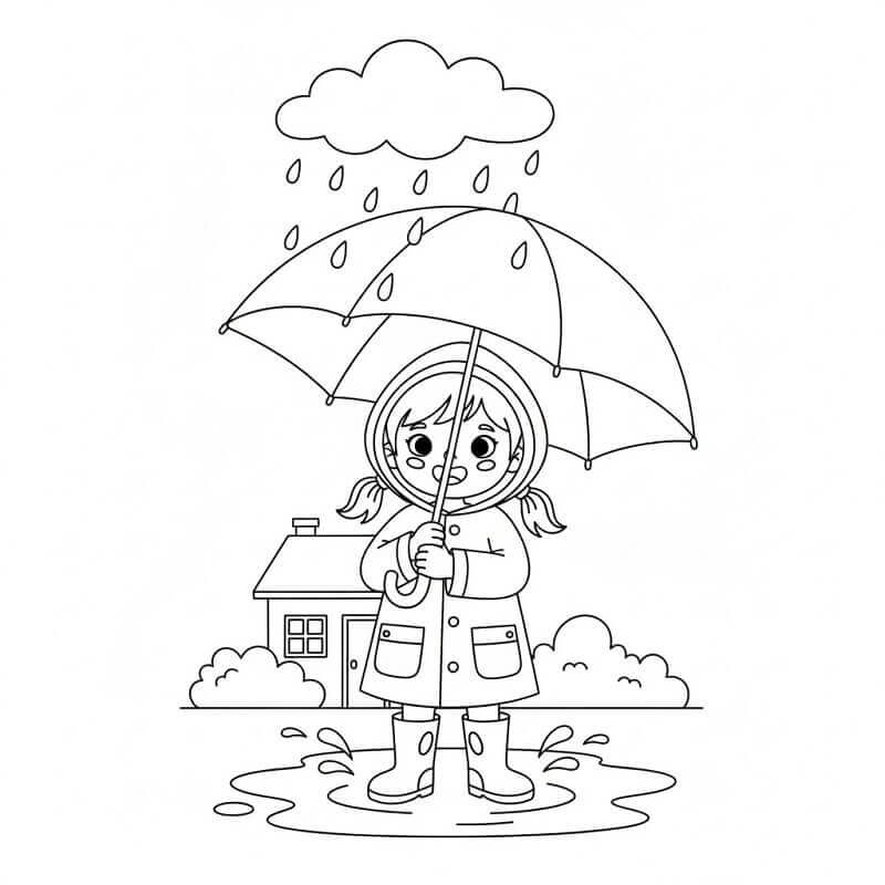 Tisknutelný zdarma Deštník omalovánka