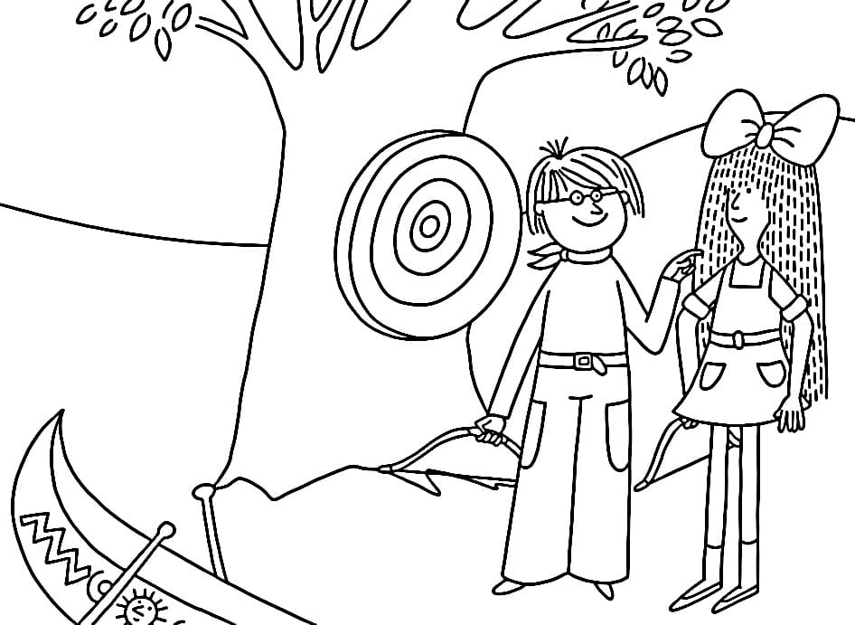 Tisknutelný zdarma Mácha a Šebestová omalovánka