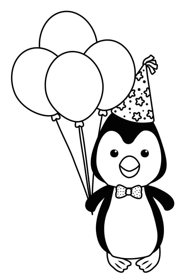 Tučňák jako dárek omalovánka