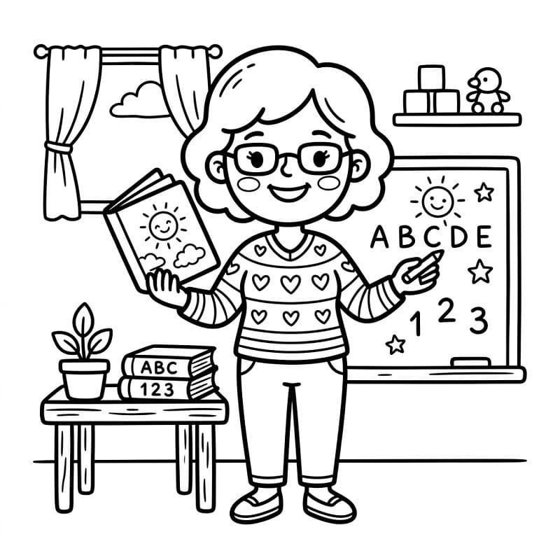 Učitelka jako dárek omalovánka