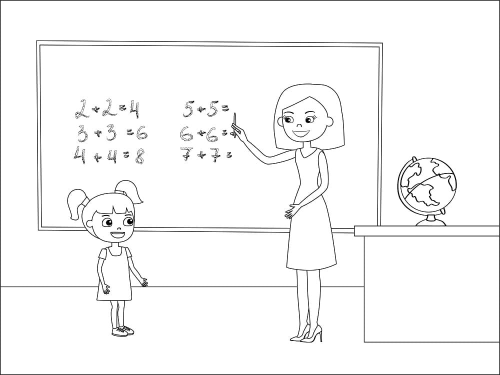 Učitelka pro děti 2 roky omalovánka