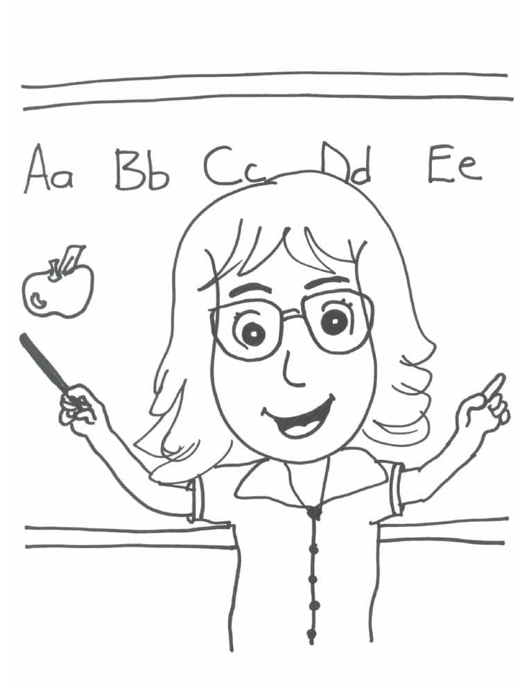 Učitelka zdarma pro děti omalovánka