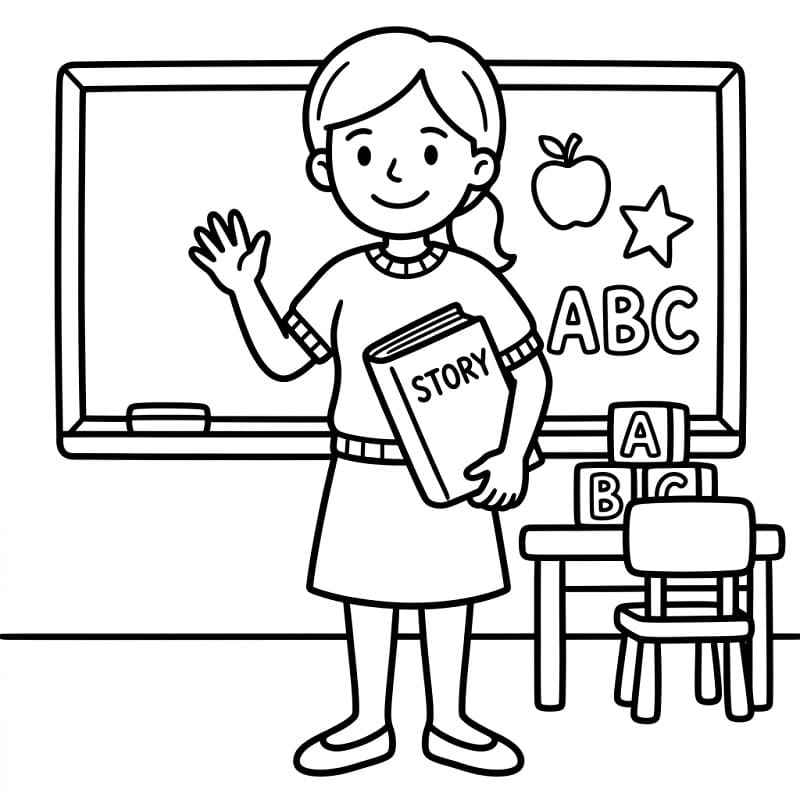 Učitelka zdarma omalovánka