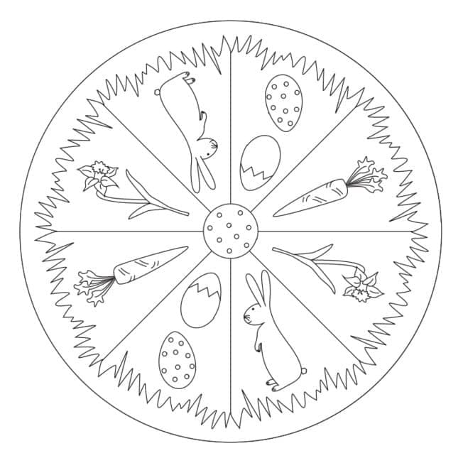 Velikonoční mandala pro děti 4 roky omalovánka