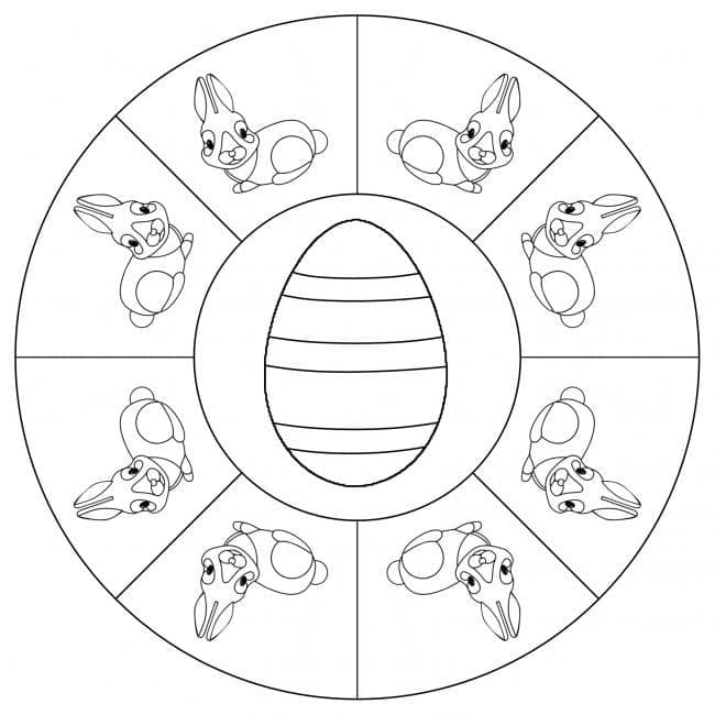 Velikonoční mandala pro děti omalovánka