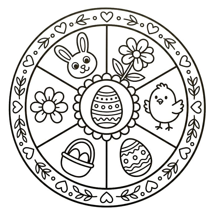 Velikonoční mandala pro svátky omalovánka