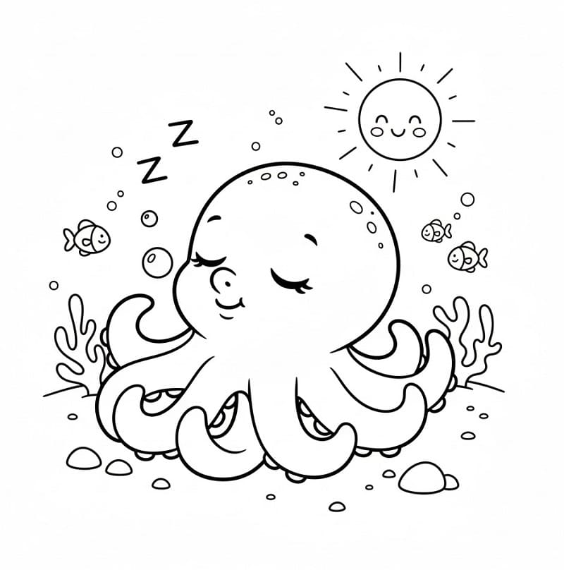 Velmi roztomilá Chobotnice omalovánka