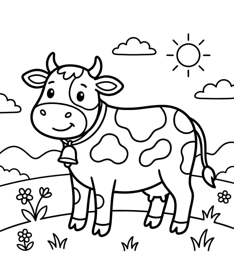 Velmi roztomilá Kráva omalovánka
