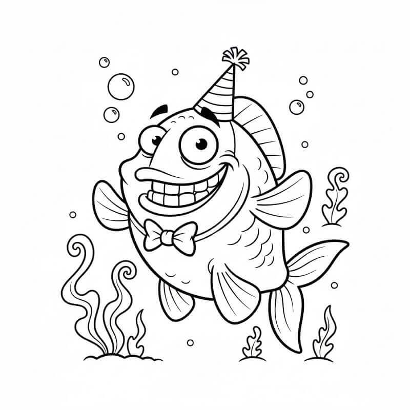 Vtipná Ryba omalovánka
