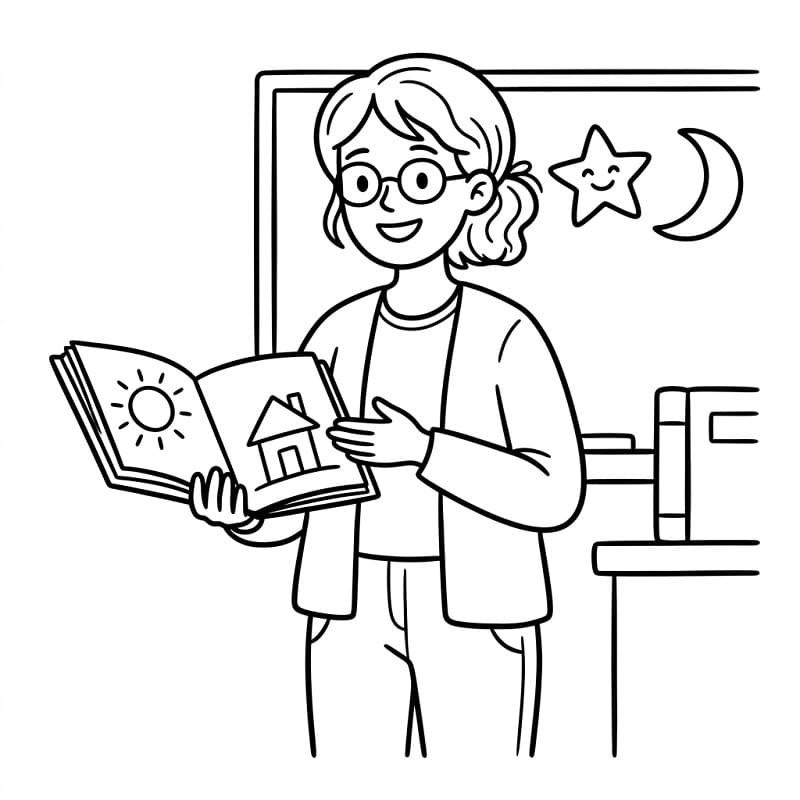 Vytisknout učitelku omalovánka