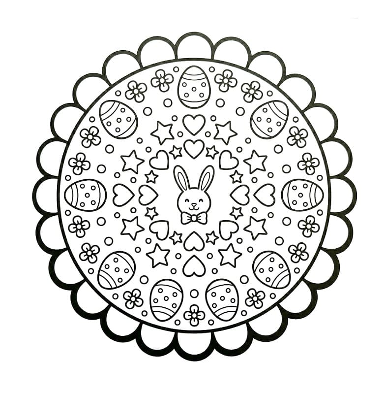 Základní velikonoční mandala omalovánka
