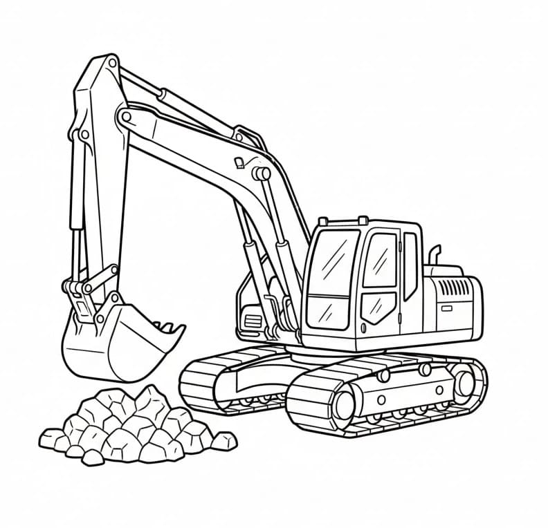 Zdarma Bagr omalovánka