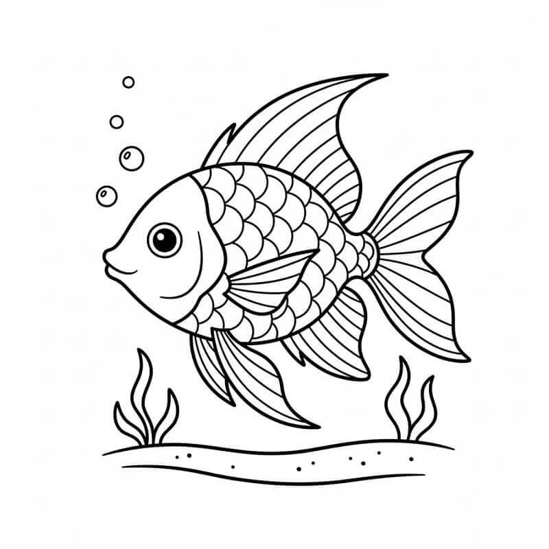Zdarma Tisknutelná Ryba omalovánka