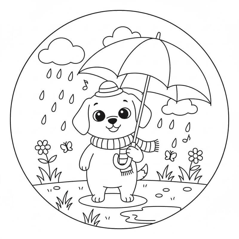 Zdarma obrázek Deštníku omalovánka