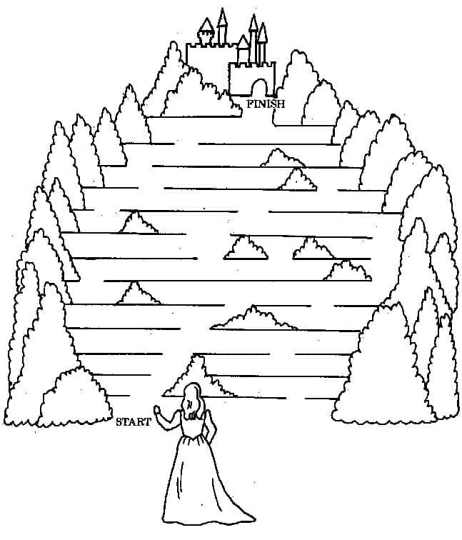 Zdarma obrázek bludiště omalovánka