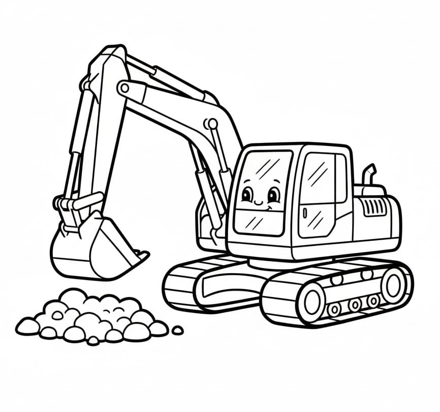 Zdarma tisknutelný Bagr omalovánka