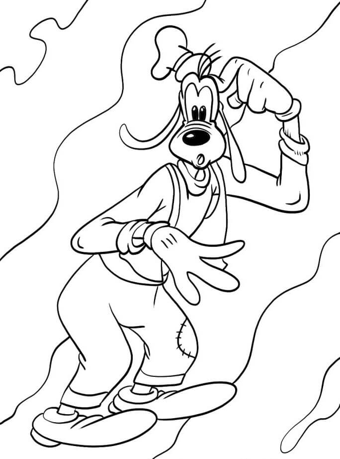 Zdarma tisknutelný Goofy omalovánka