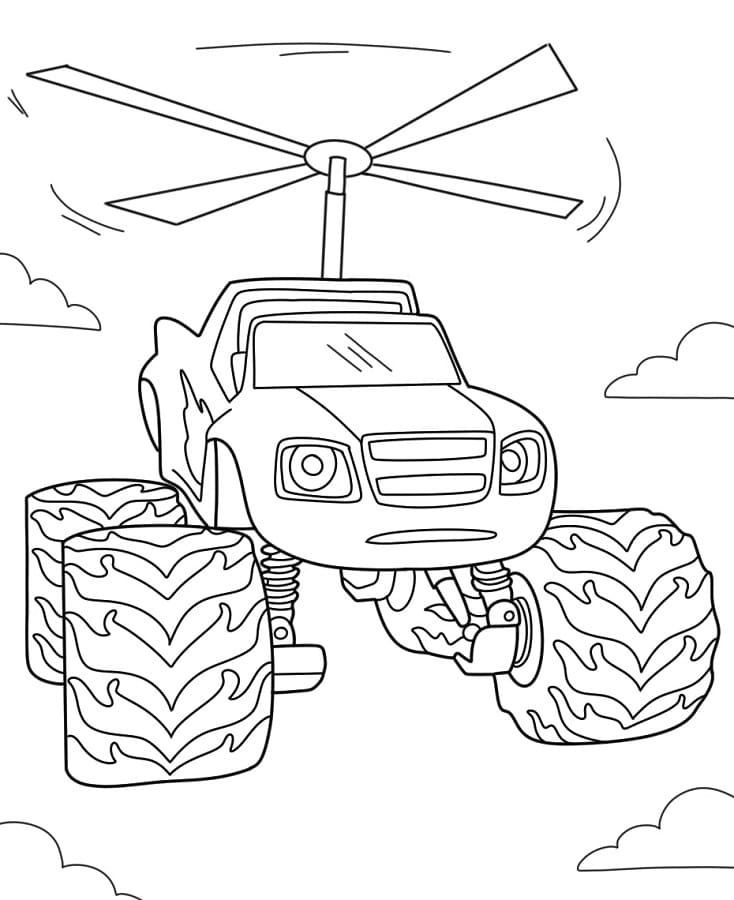 Zdarma tisknutelný Plamínek a čtyřkoláci omalovánka