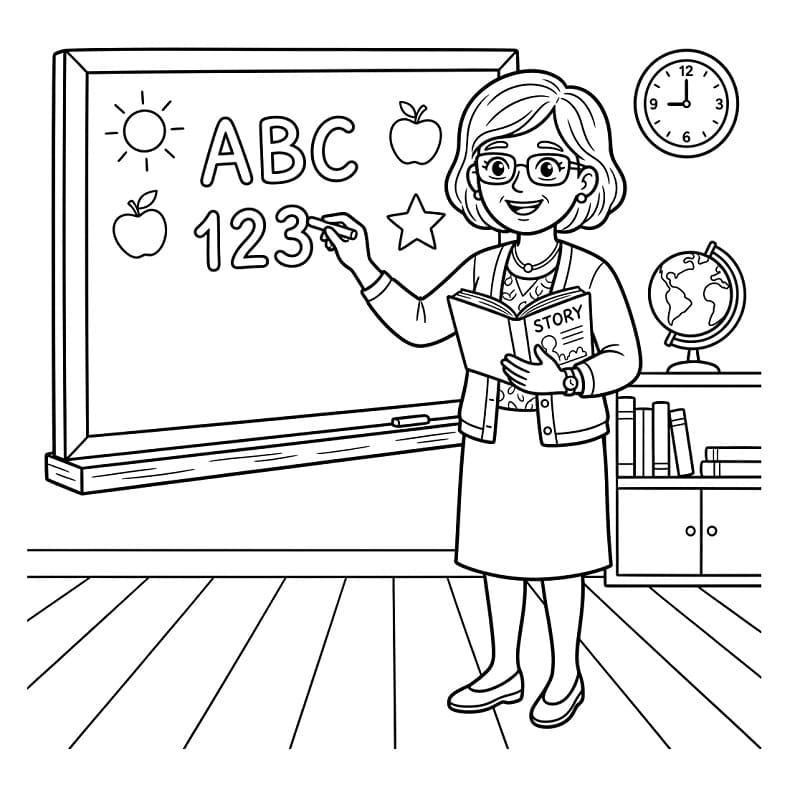 Ženská učitelka omalovánka