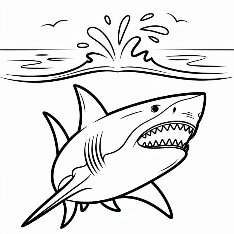 Žralok pod vodou omalovánka