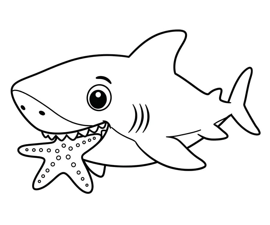 Žralok pro děti omalovánka
